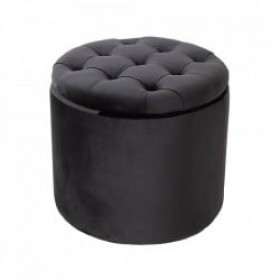 Taburet rotund  din catifea 50 cm NEGRU